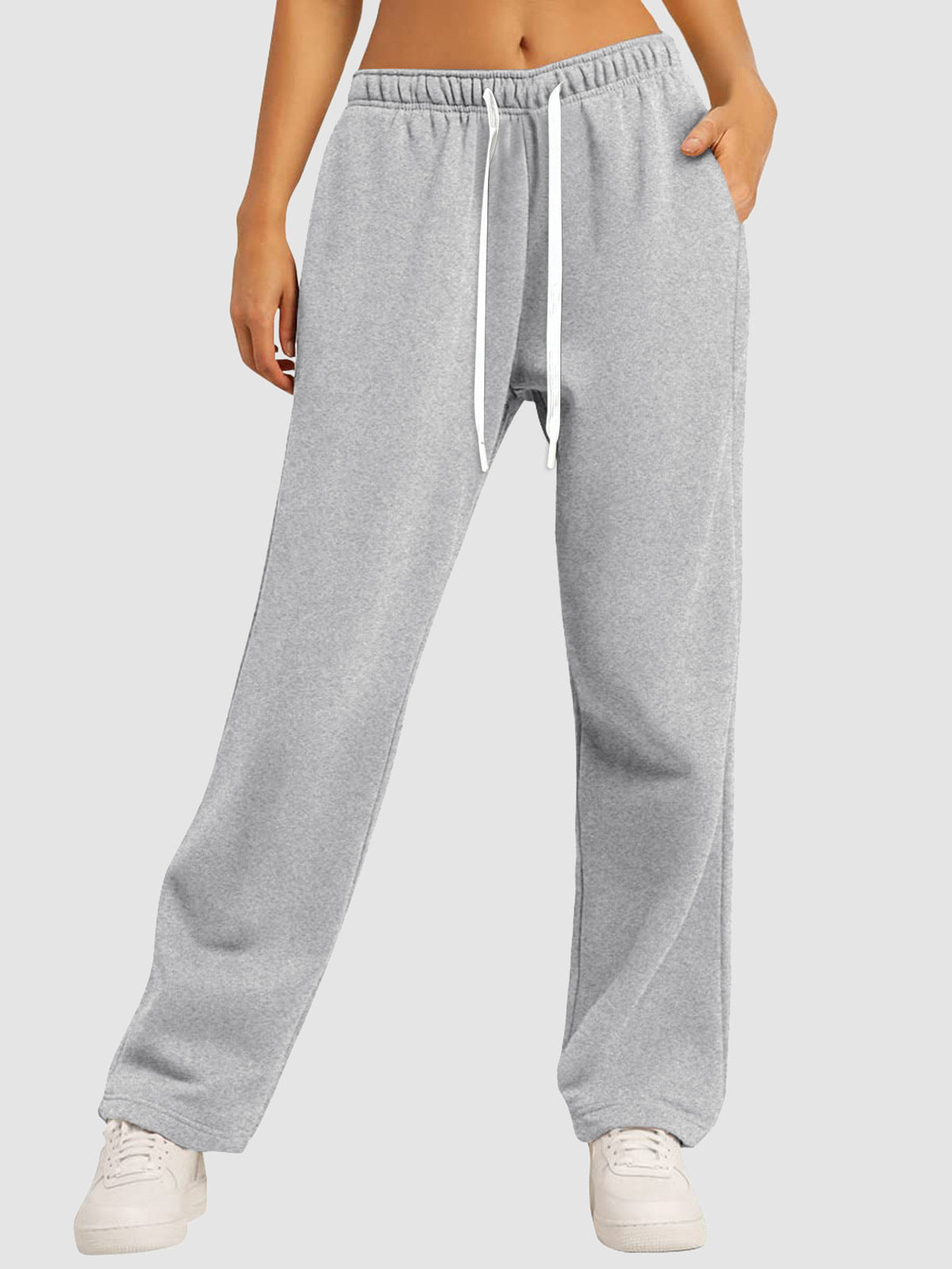 Fleece-Lined Casual Straight Leg Pants