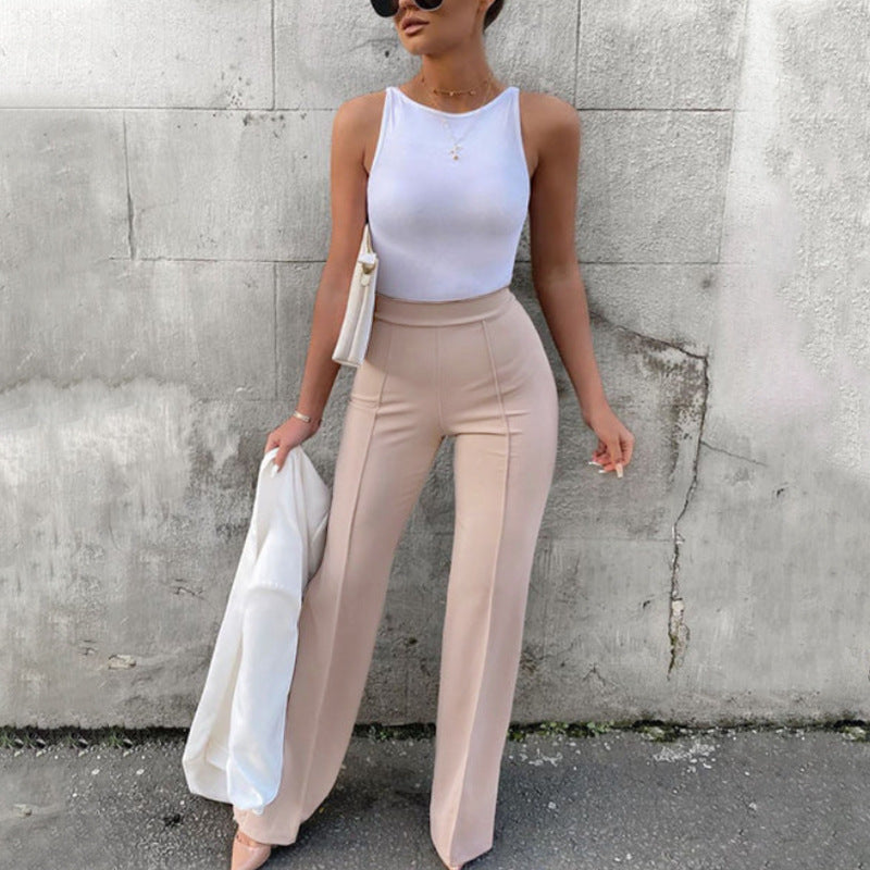 Slim Fit High-Waist Wide-Leg