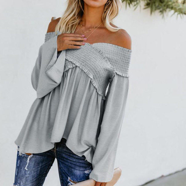 Irregular Hem Off-Shoulder Blouse