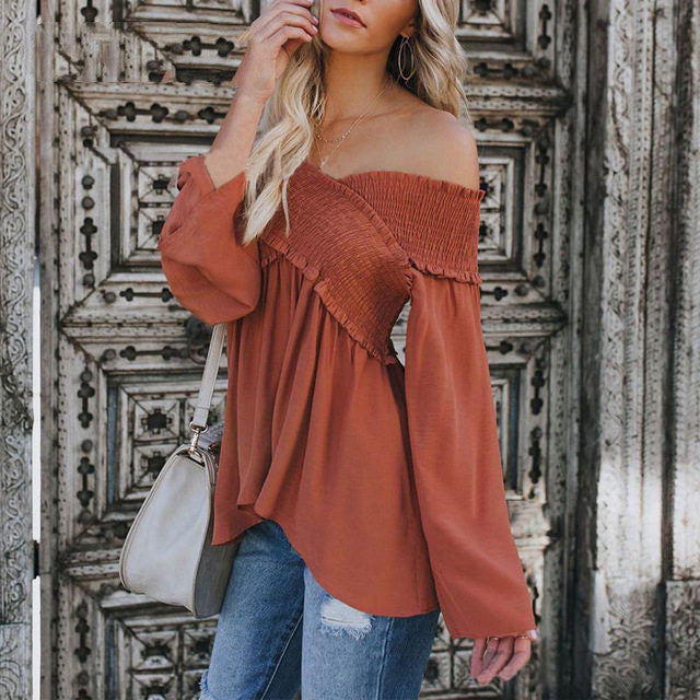 Irregular Hem Off-Shoulder Blouse