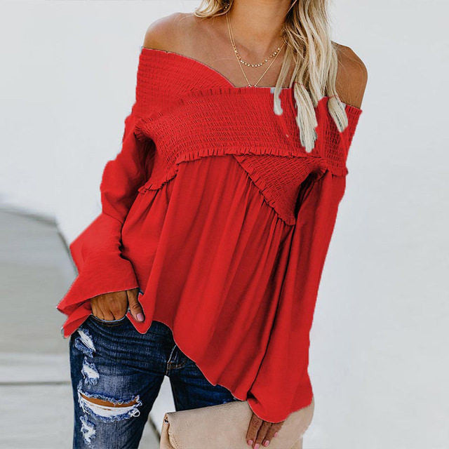 Irregular Hem Off-Shoulder Blouse