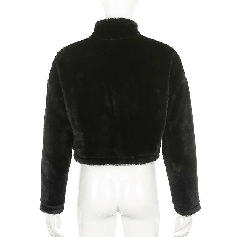 Wool Turtleneck Loose Fit Zip Jacket