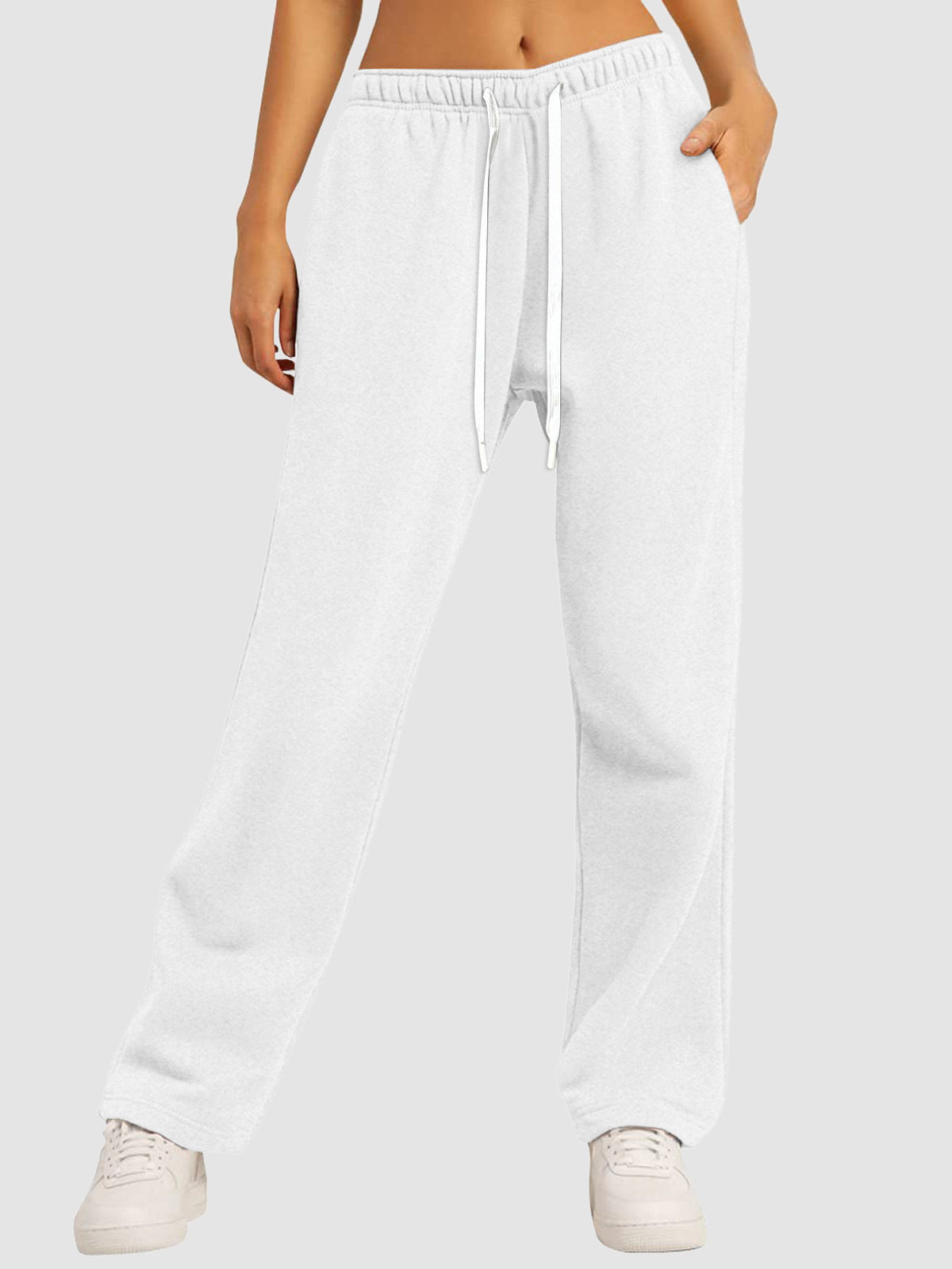 Fleece-Lined Casual Straight Leg Pants