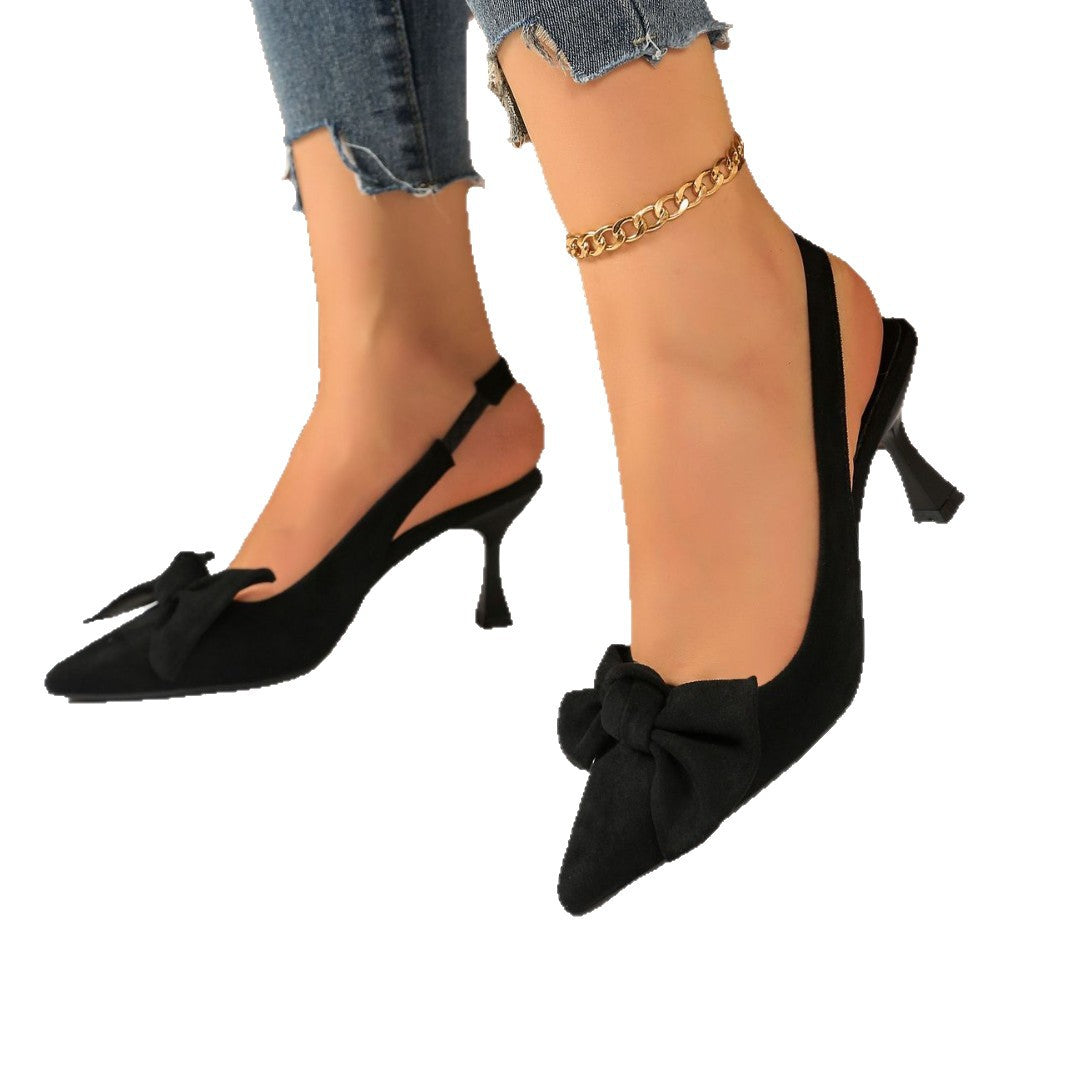Womens Stylish Pointed-toe Stiletto Heels With A Bow Detail
