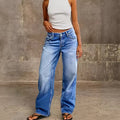 Washed Blue High-Waist Wide-Leg Jeans