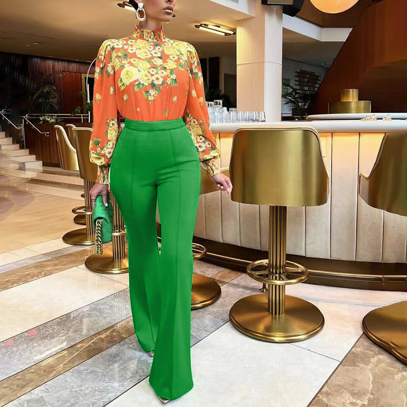 Slim Fit High-Waist Wide-Leg