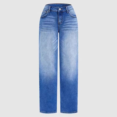 Washed Blue High-Waist Wide-Leg Jeans