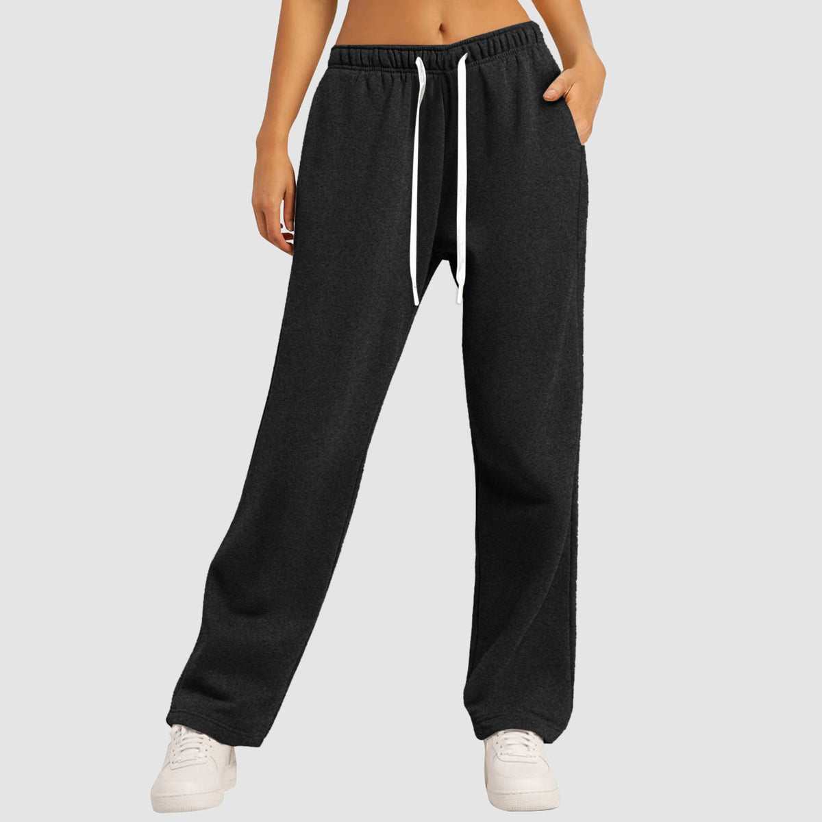 Fleece-Lined Casual Straight Leg Pants